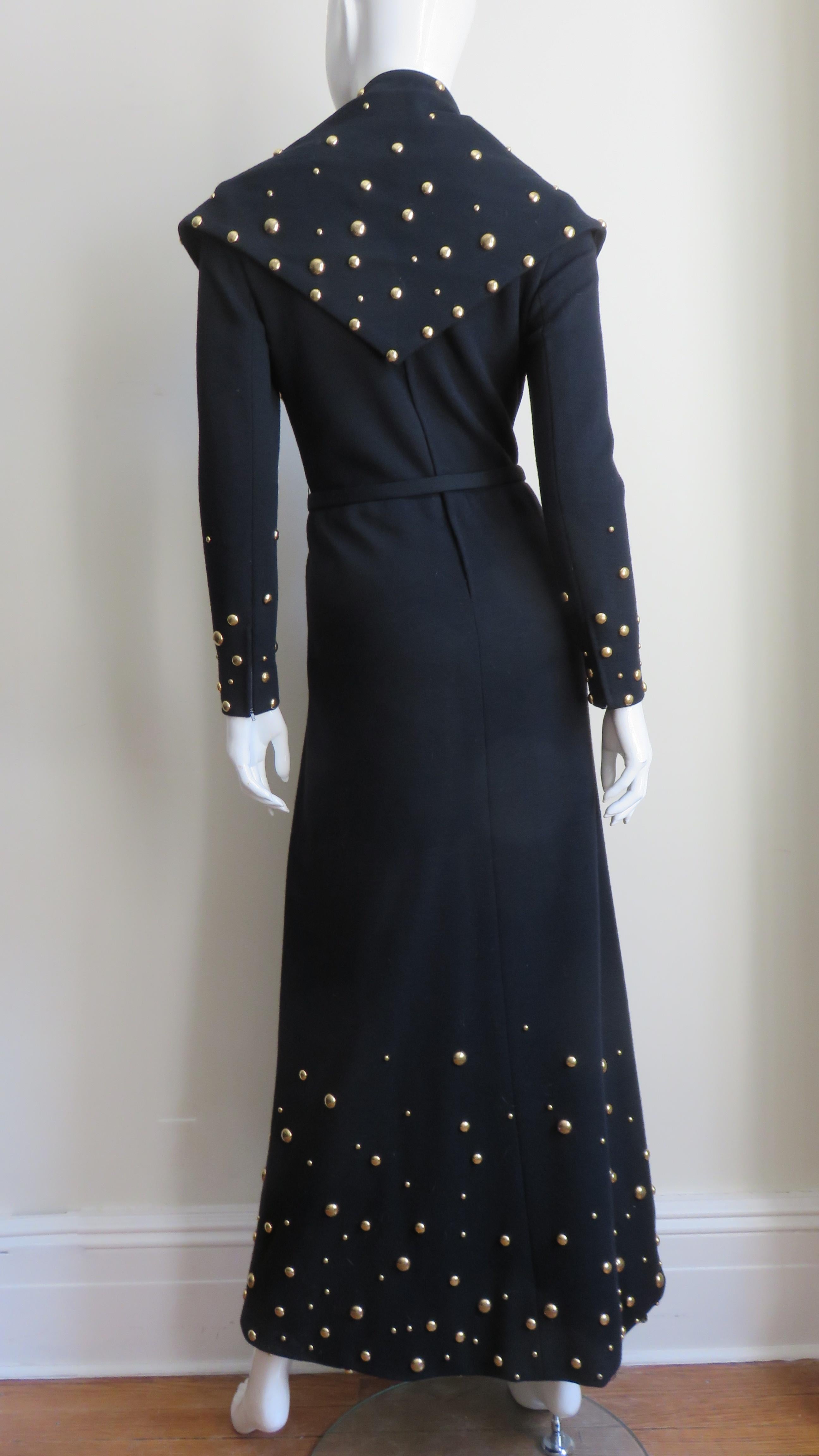 Givenchy Nouvelle Boutique 1970s Maxi Dress and Wrap with Stud Trim For Sale 10