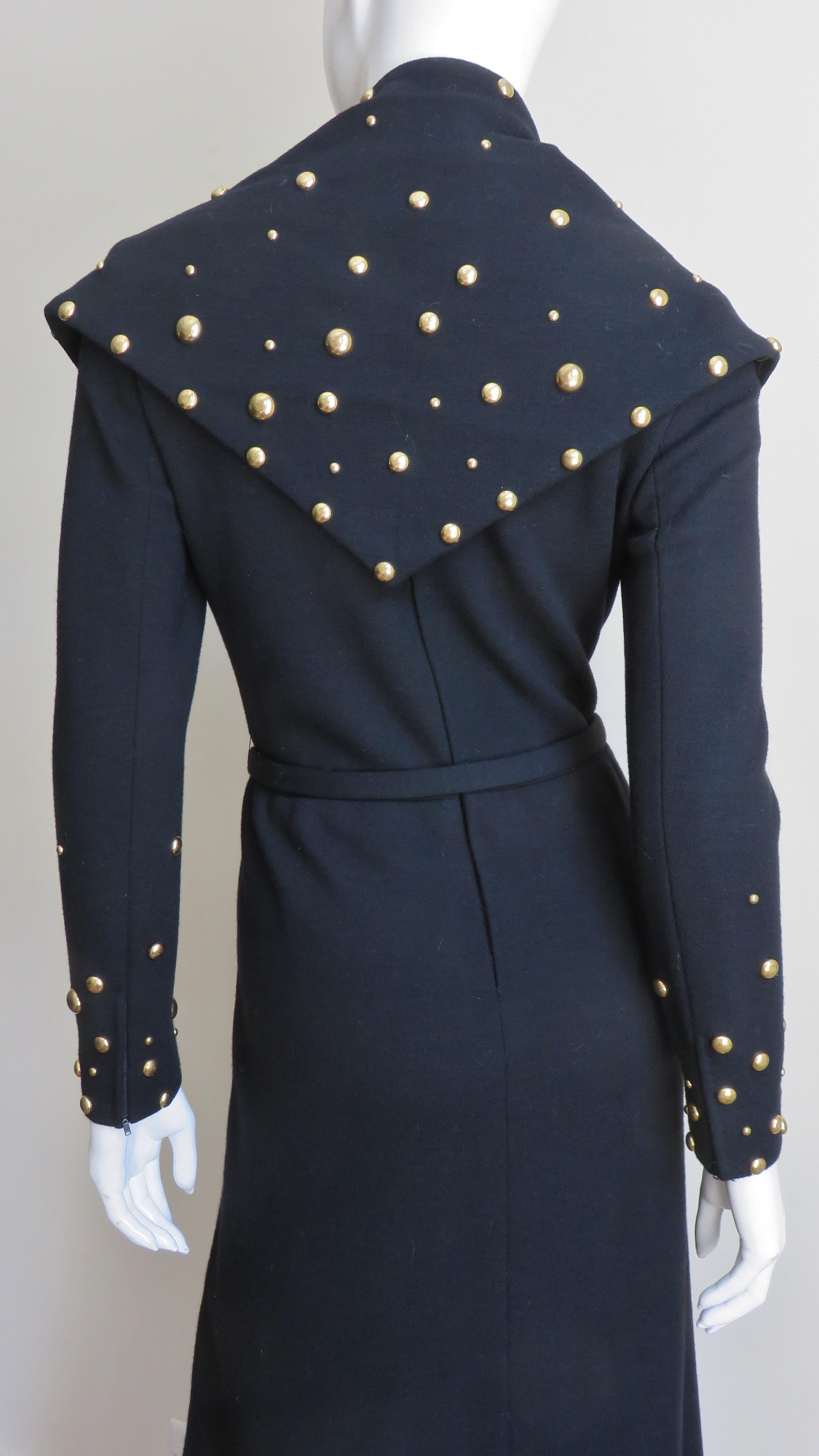 Givenchy Nouvelle Boutique 1970s Maxi Dress and Wrap with Stud Trim For Sale 11