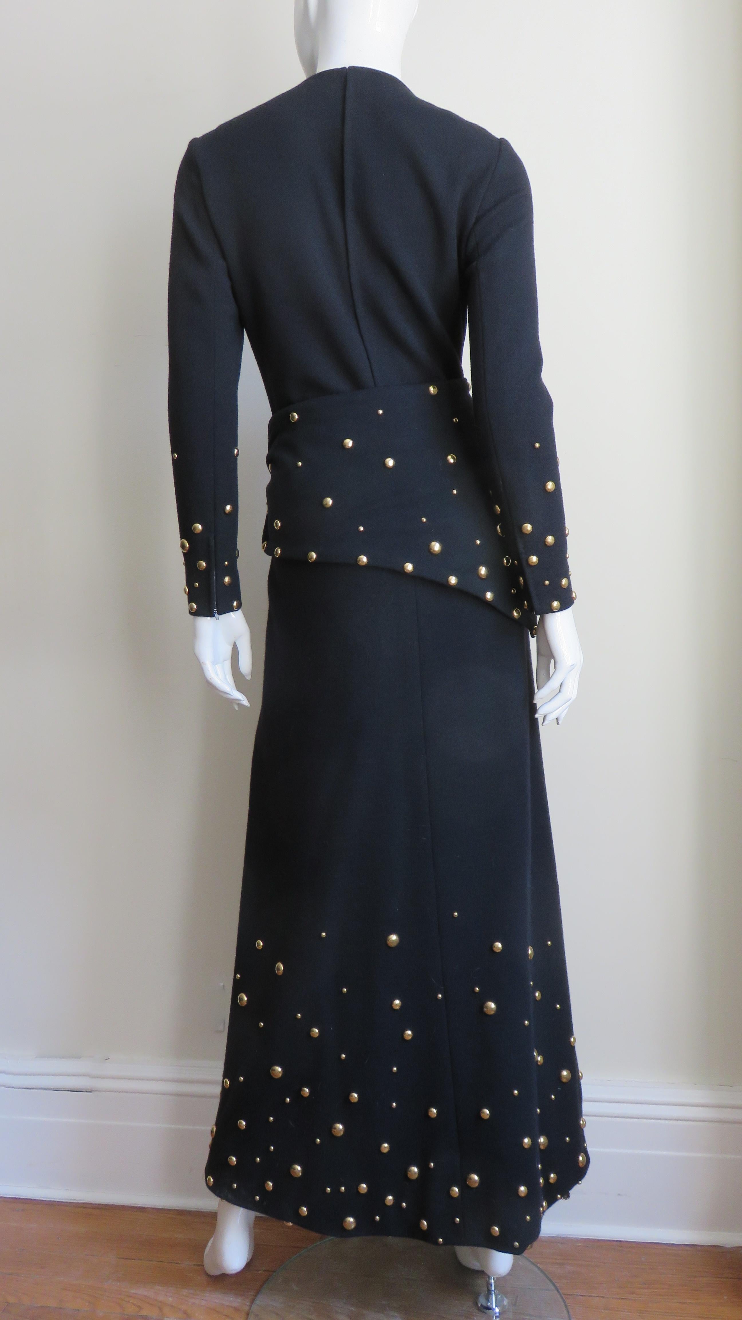 Givenchy Nouvelle Boutique 1970s Maxi Dress and Wrap with Stud Trim For Sale 12