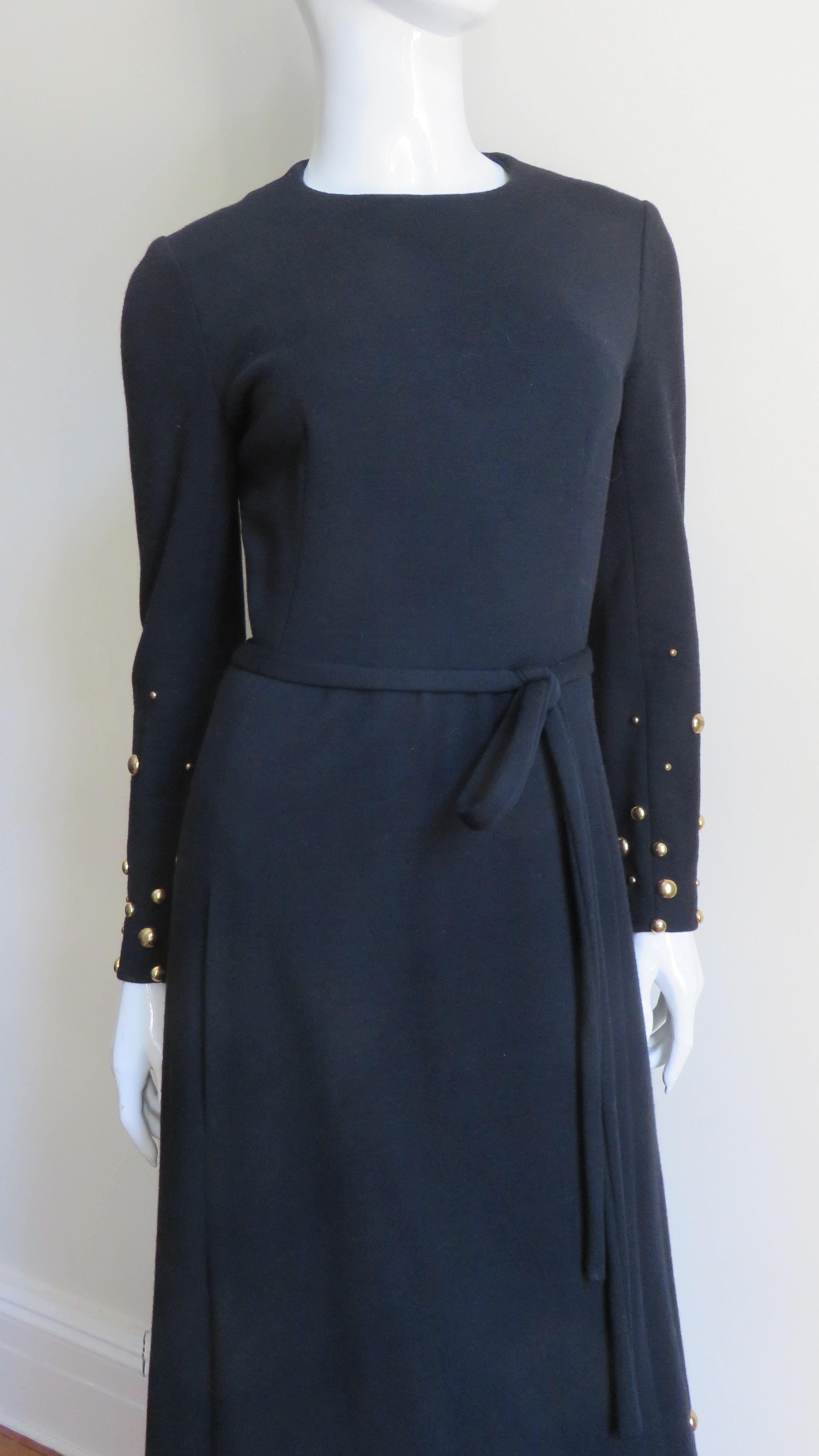 Givenchy Nouvelle Boutique 1970s Maxi Dress and Wrap with Stud Trim In Excellent Condition For Sale In Water Mill, NY