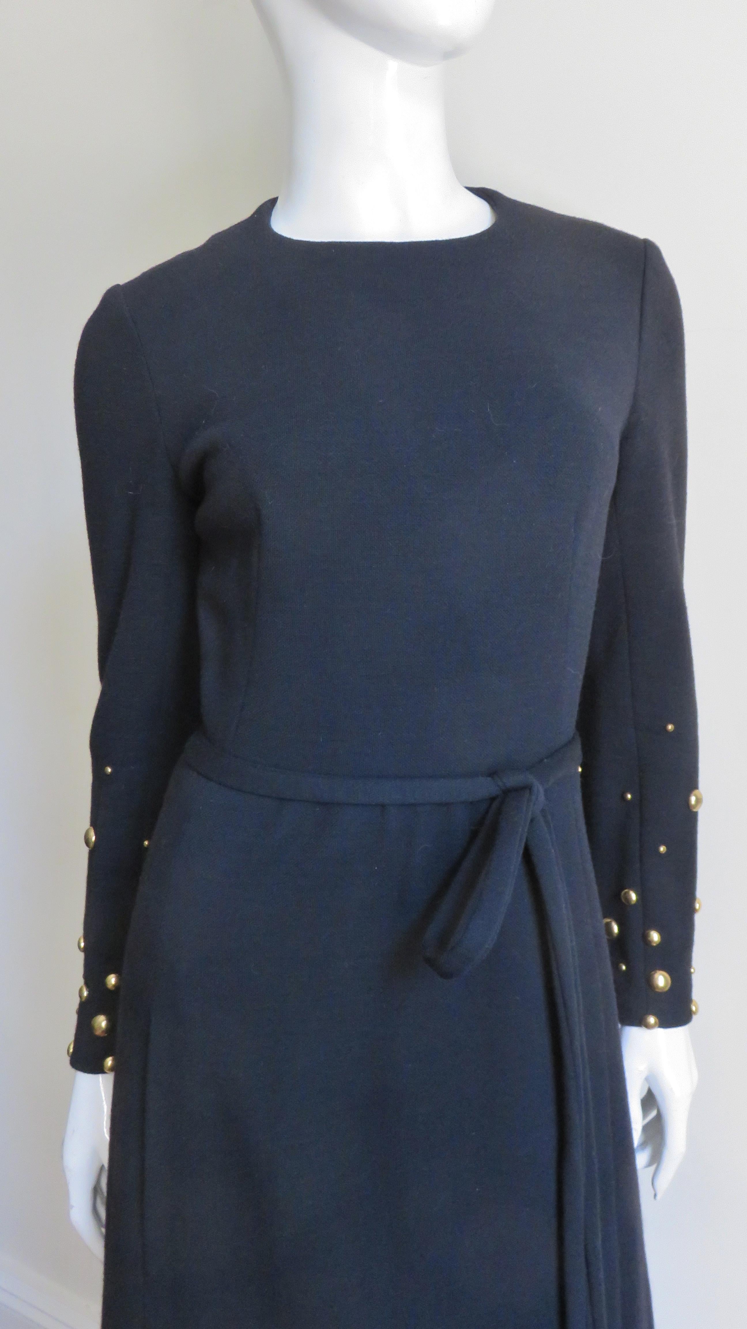 Women's Givenchy Nouvelle Boutique 1970s Maxi Dress and Wrap with Stud Trim For Sale