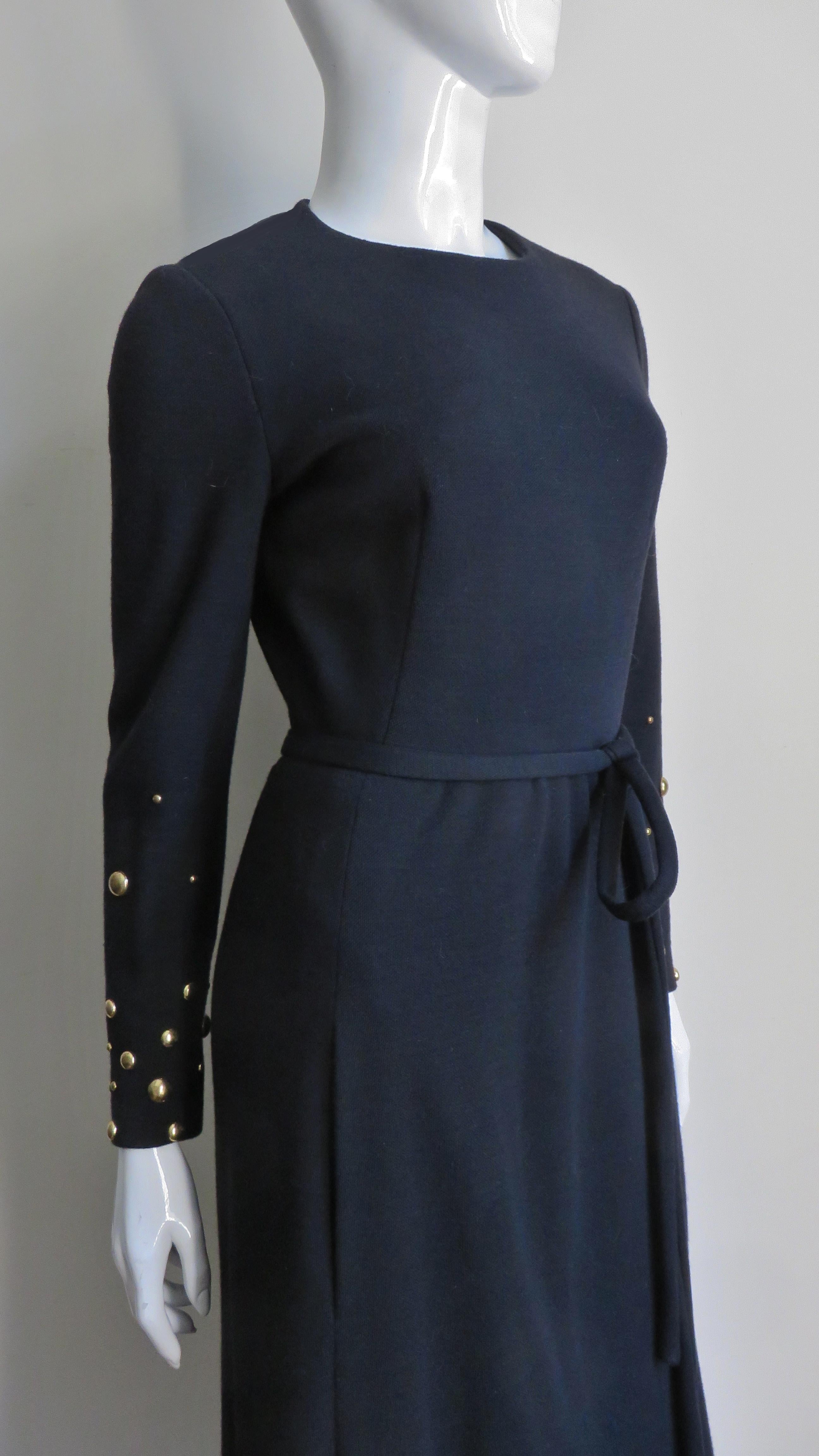 Givenchy Nouvelle Boutique 1970s Maxi Dress and Wrap with Stud Trim For Sale 2