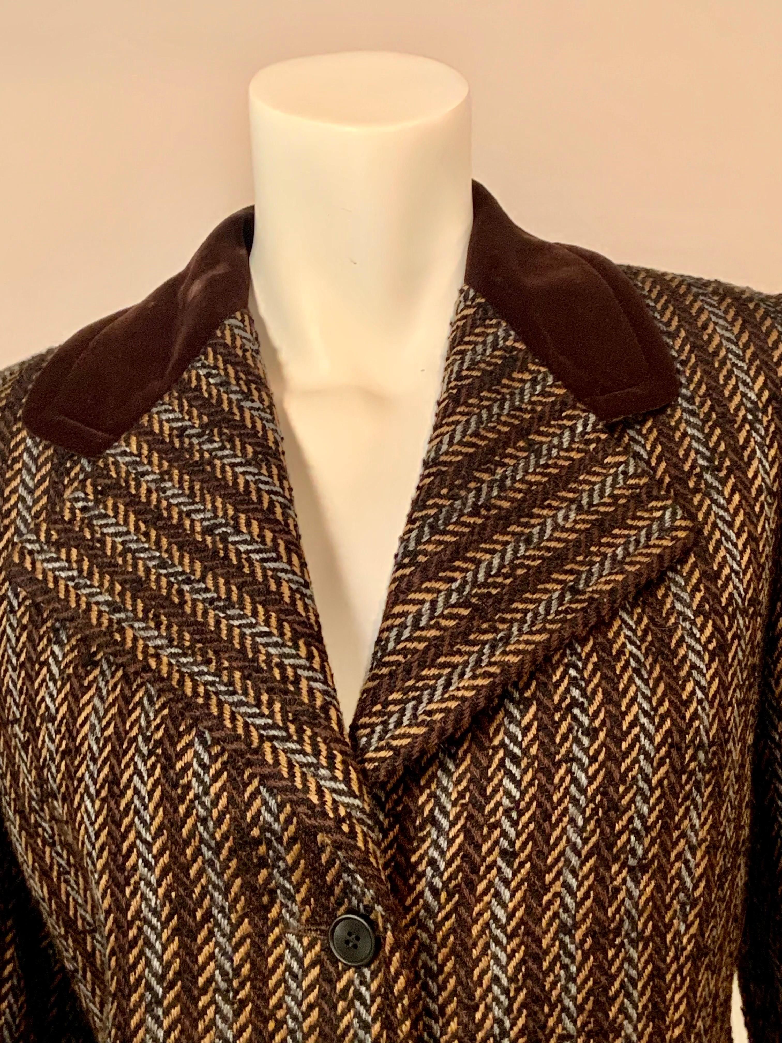 Givenchy Nouvelle Boutique Vintage Herringbone Wool Blazer In Excellent Condition For Sale In New Hope, PA