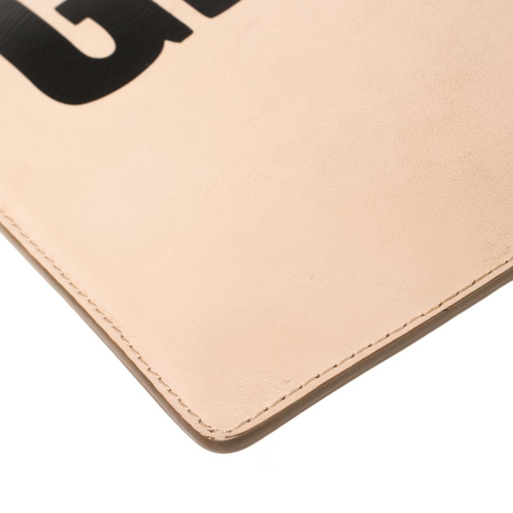 Givenchy Nude Beige Leather Logo Zip Clutch 5
