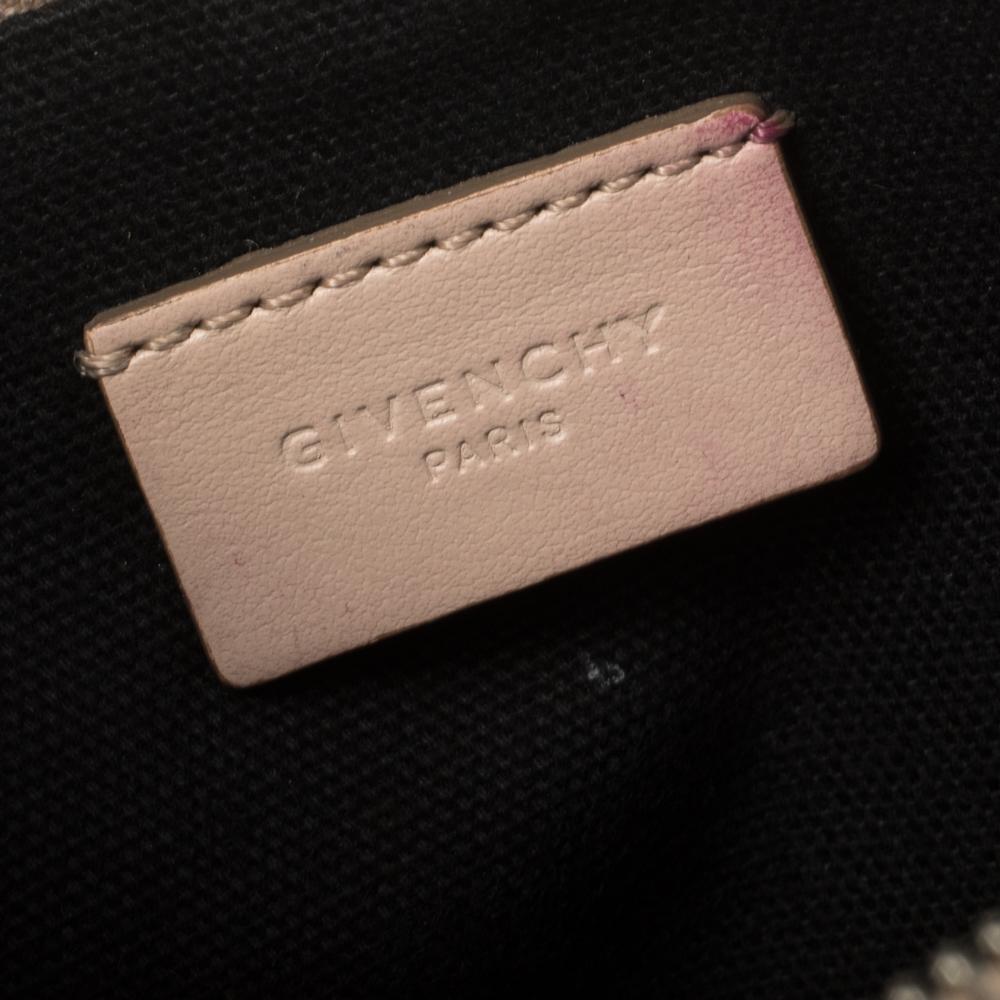 Givenchy Nude Beige Leather Logo Zip Clutch 2