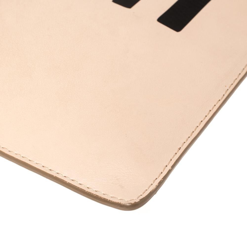 Givenchy Nude Beige Leather Logo Zip Clutch 3
