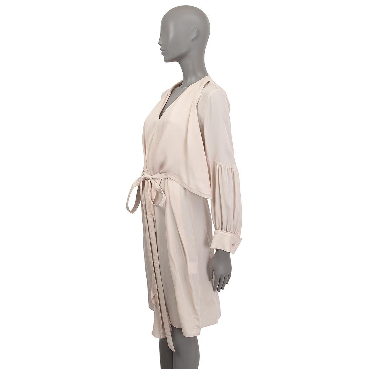 Women's GIVENCHY nude silk DRAPED TIE WAIST LONG SLEEVE Dress 40 M For Sale