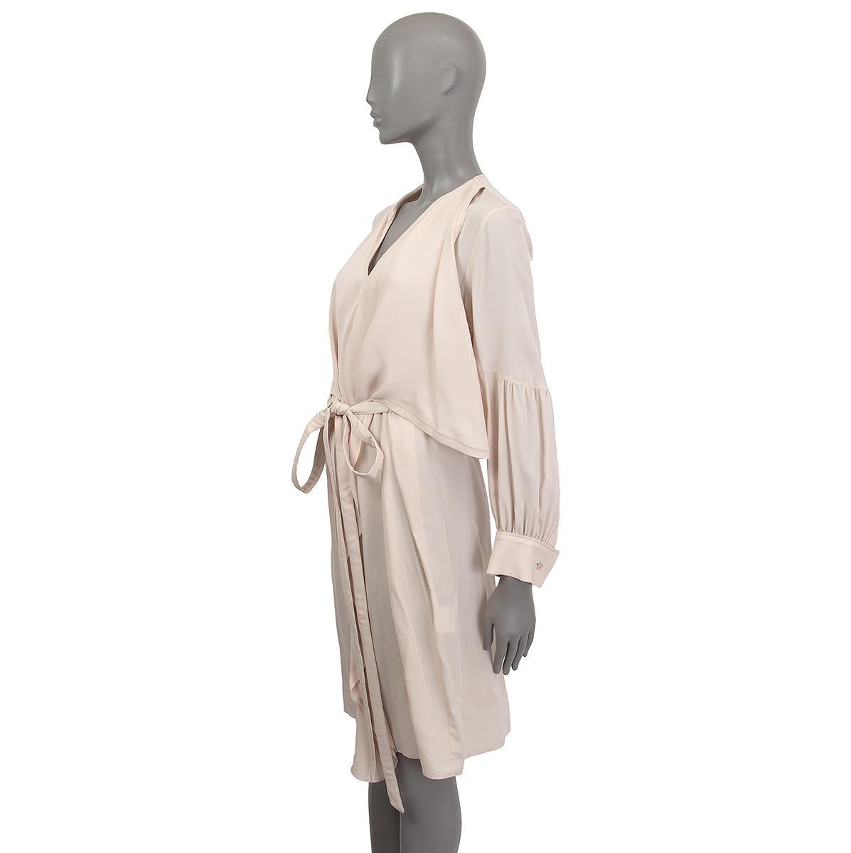 De las mujeres GIVENCHY seda nude DRAPED TIE WAIST LONG SLEEVE Dress 40 M en venta