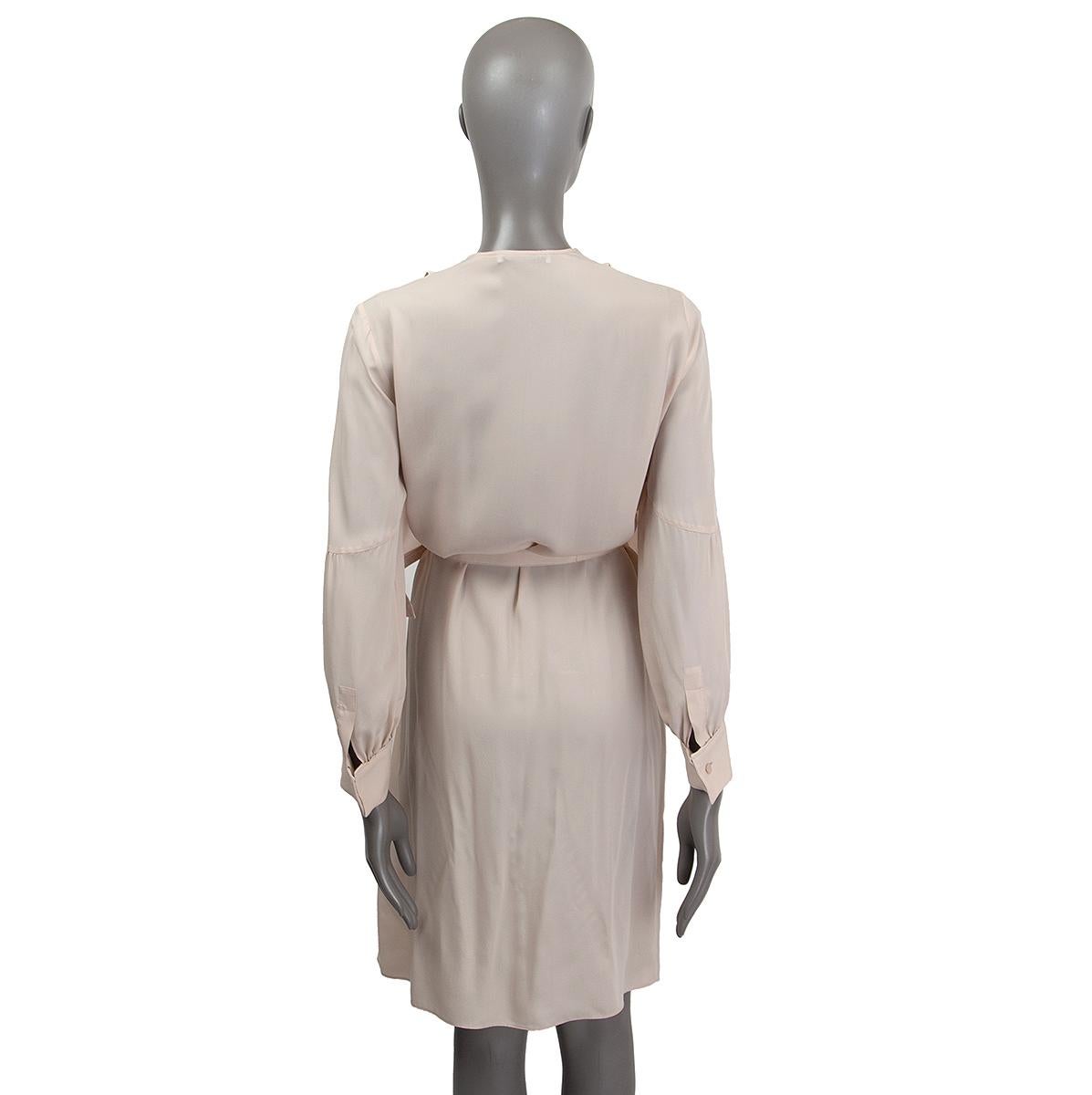 GIVENCHY nude silk DRAPED TIE WAIST LONG SLEEVE Dress 40 M For Sale 1