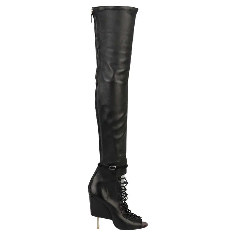 Givenchy Nunka Leather Over The Knee Boots EU 39 UK 6 9 For Sale at 1stDibs | givenchy inspired boots, givenchy skin boots, givenchy snake-print wedge platform booties