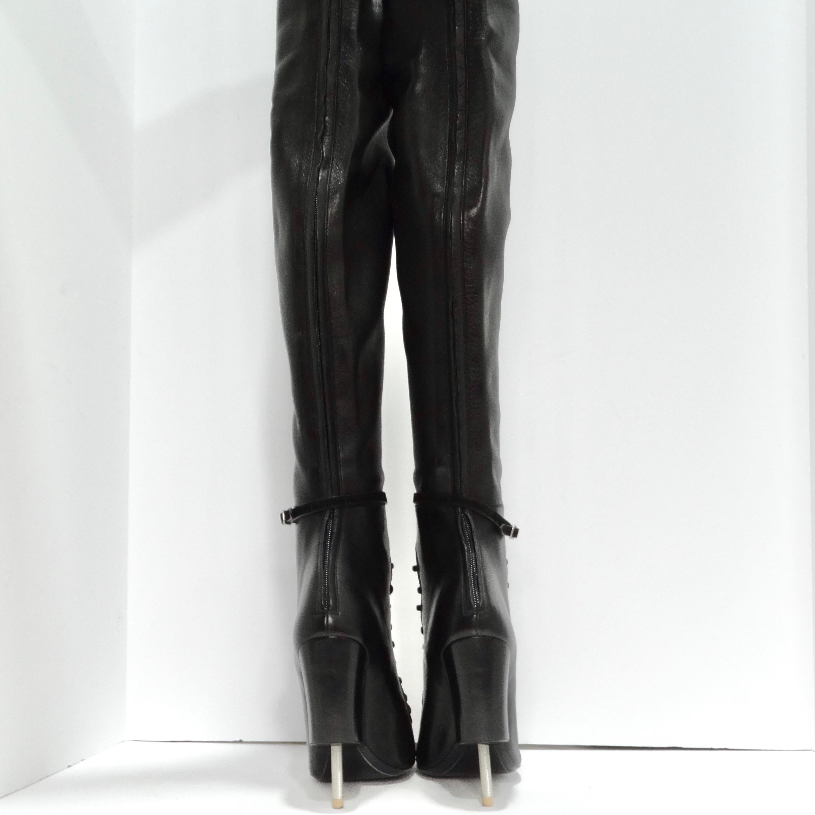 Givenchy Nunka Leather Thigh High Boots Black 7
