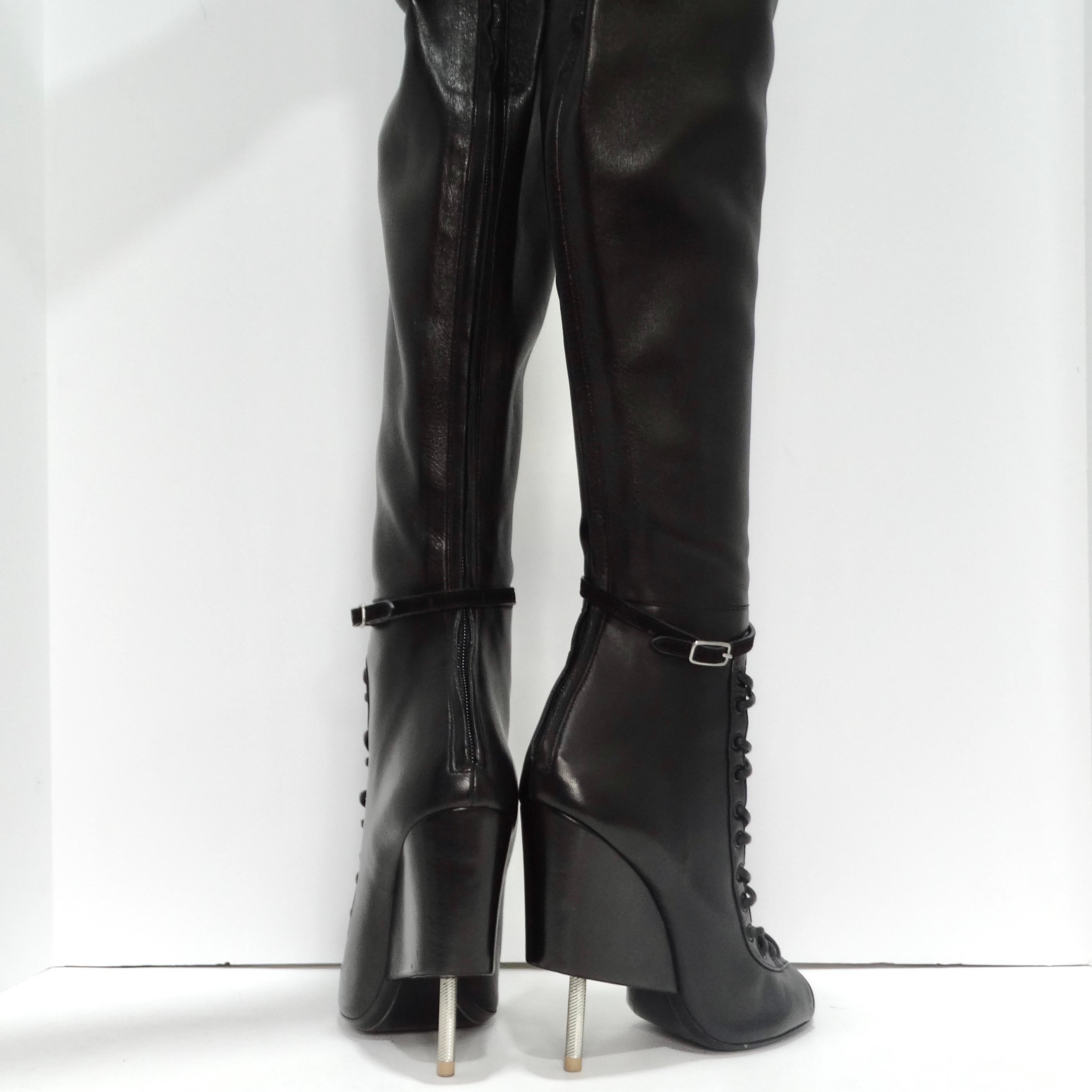 Givenchy Nunka Leather Thigh High Boots Black For Sale 8