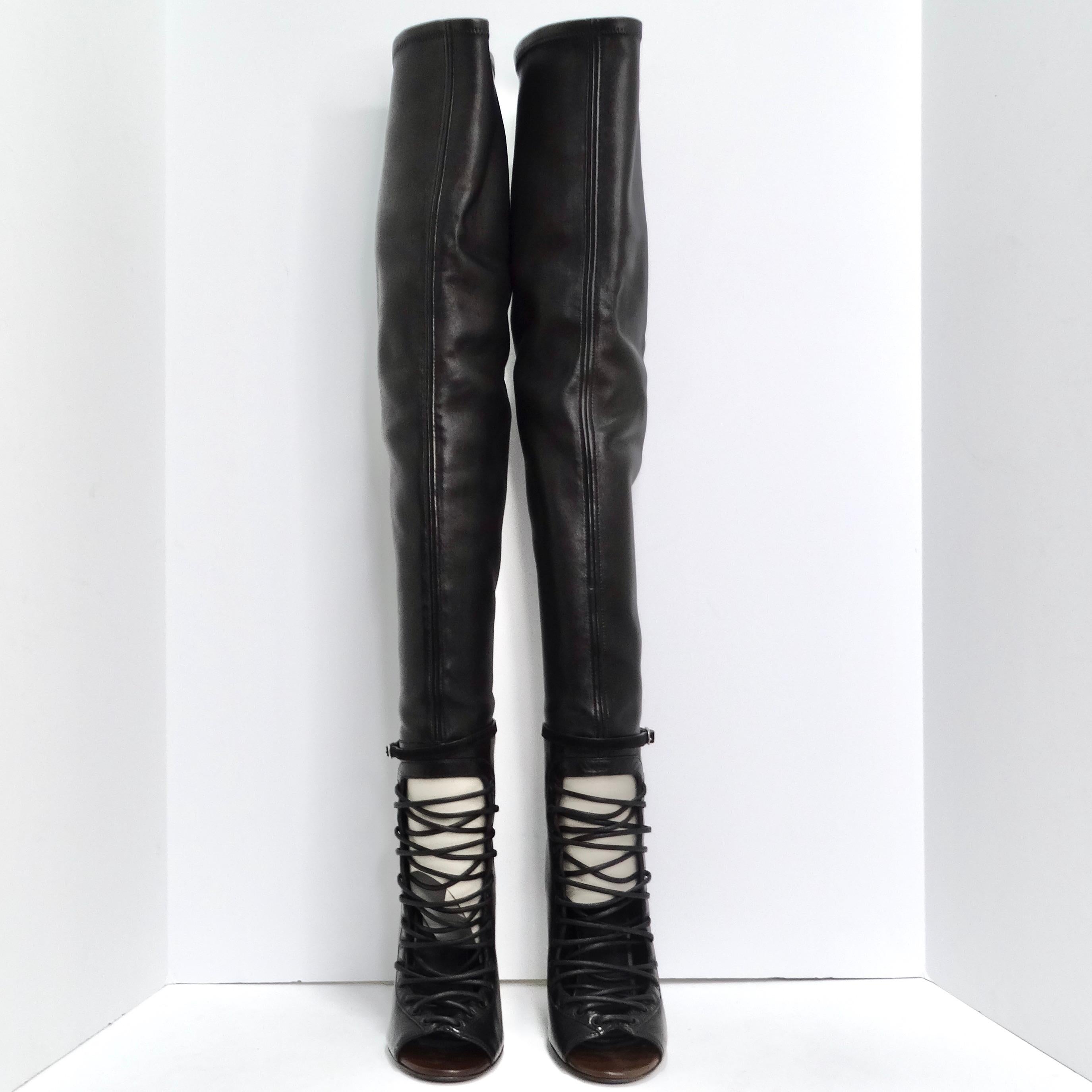 Givenchy Nunka Leather Thigh High Boots Black In Excellent Condition For Sale In Scottsdale, AZ