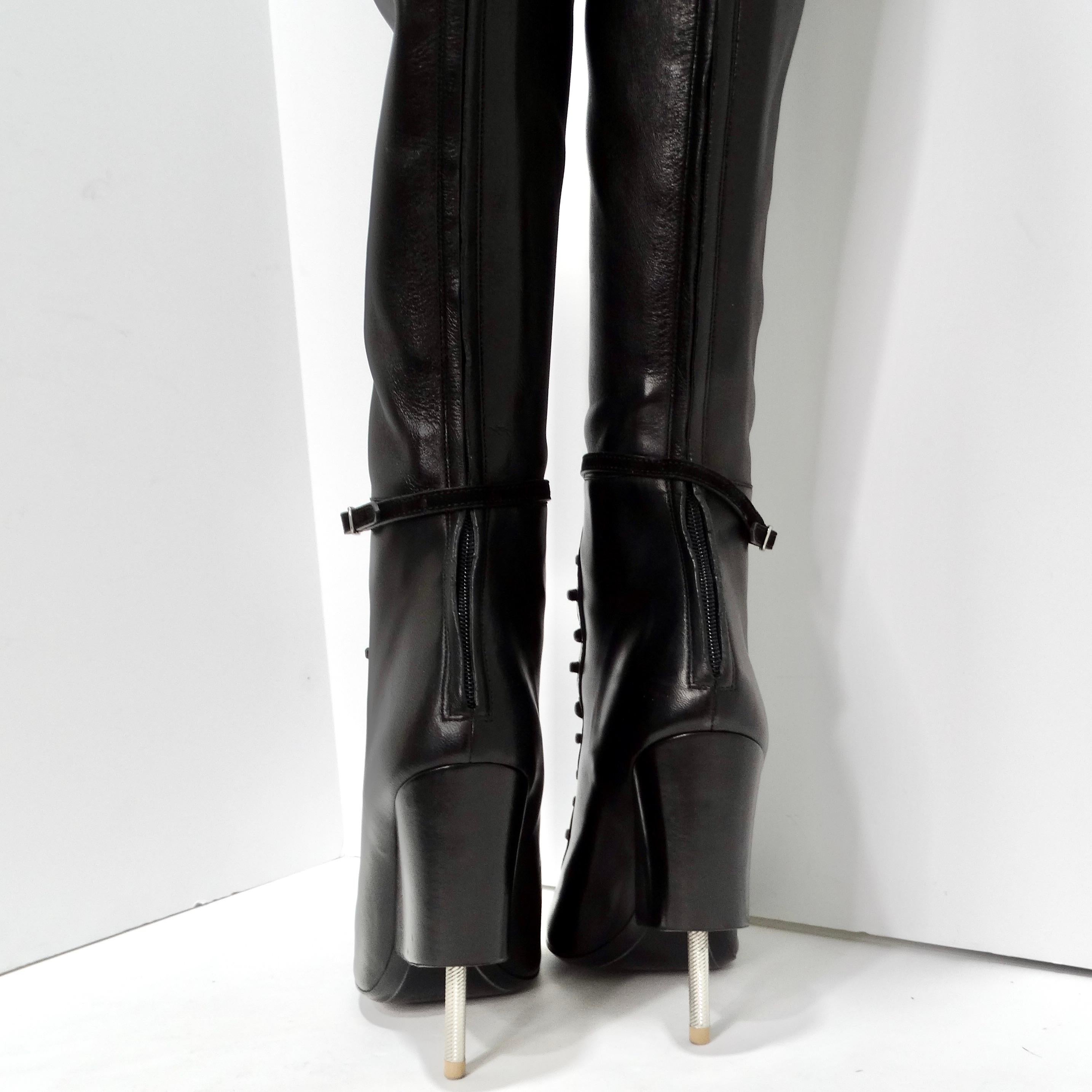 Givenchy Nunka Leather Thigh High Boots Black For Sale 5