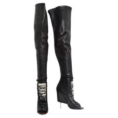 Givenchy Nunka Leather Thigh High Boots Black