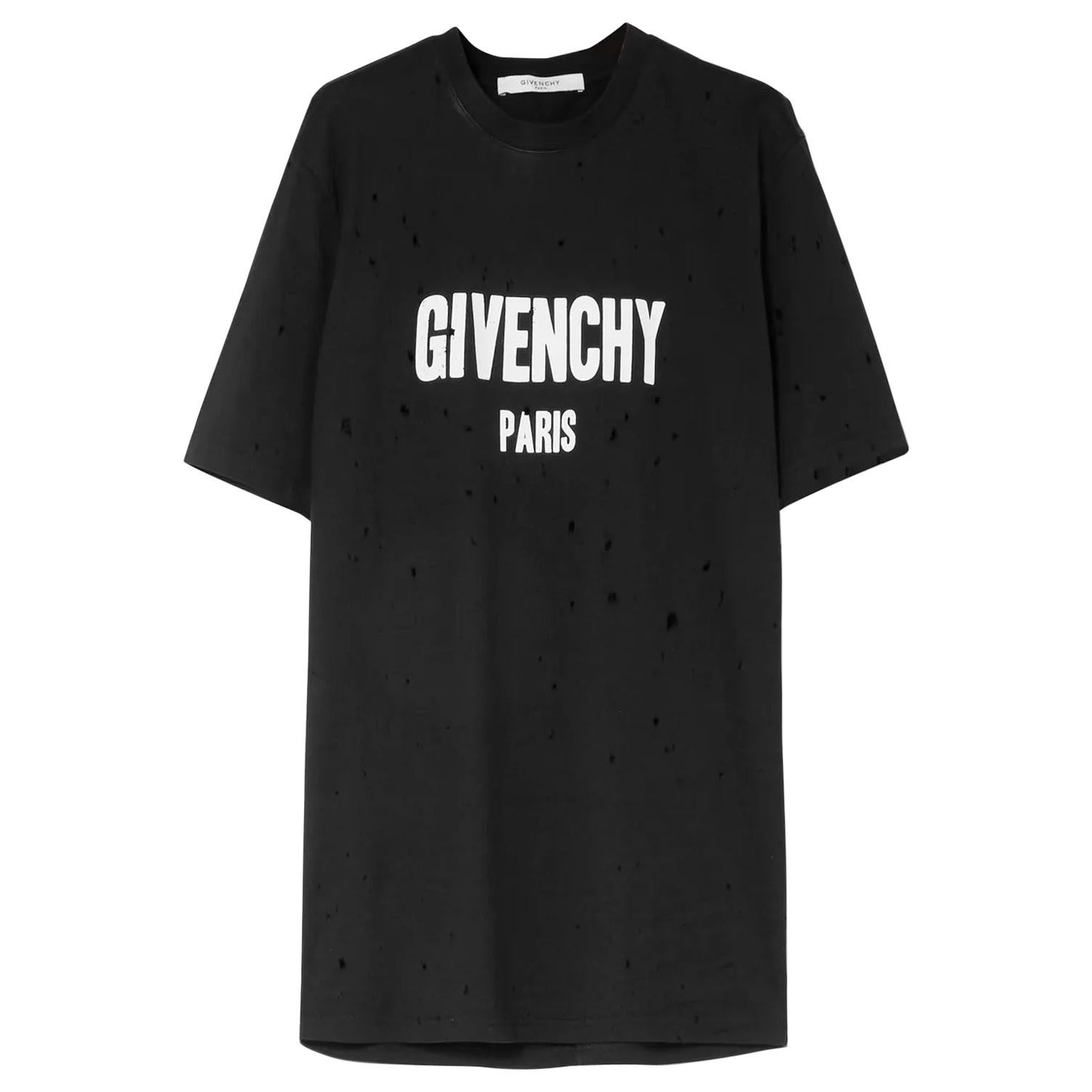 Givenchy NWT Schwarz/Weiß Distressed Logo Oversized T-Shirt Größe Medium im Angebot