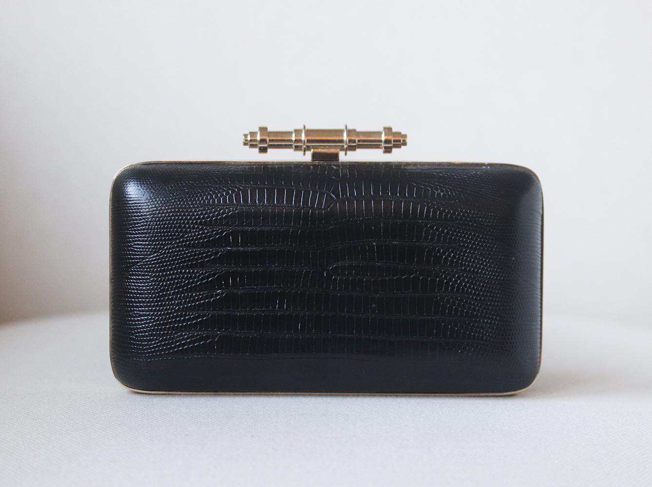 Givenchy Obsedia Croc Effect Leather Box Clutch In Good Condition In London, GB
