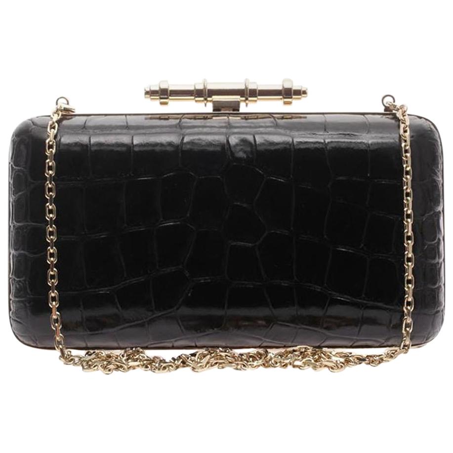 Givenchy Obsedia Croc Effect Leather Box Clutch