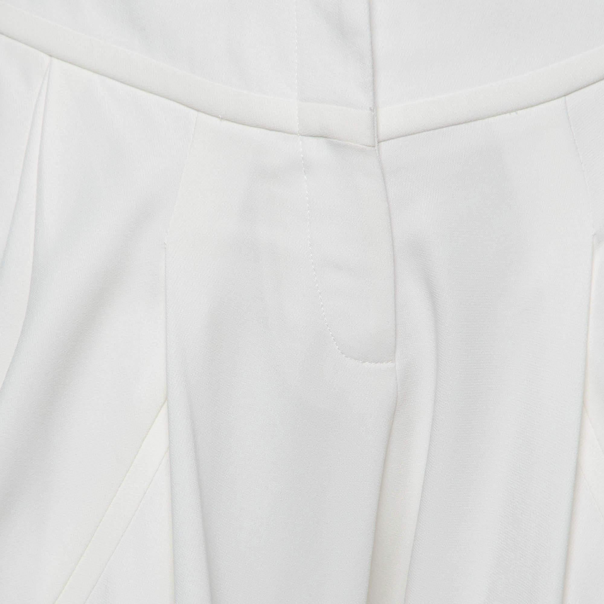 Gray Givenchy Off-White Crepe High Waist Tapered Leg Pants M For Sale