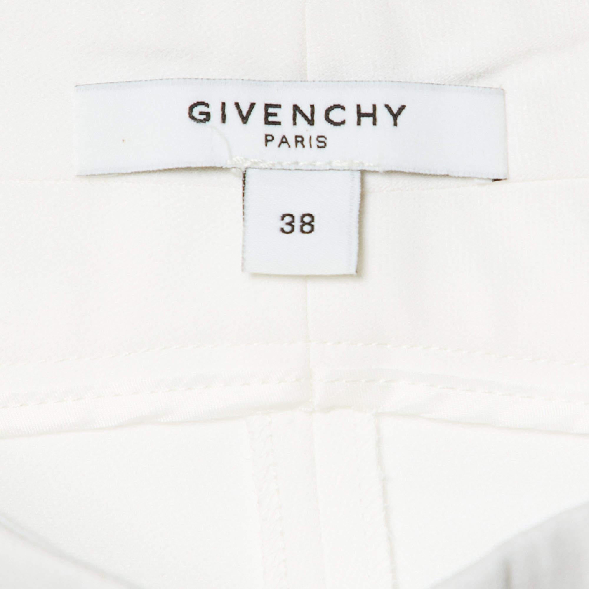 Givenchy Off-White Crepe High Waist Tapered Leg Pants M In Good Condition For Sale In Dubai, Al Qouz 2