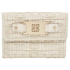 Givenchy Off White/Gold Monogram Canvas Compact Wallet