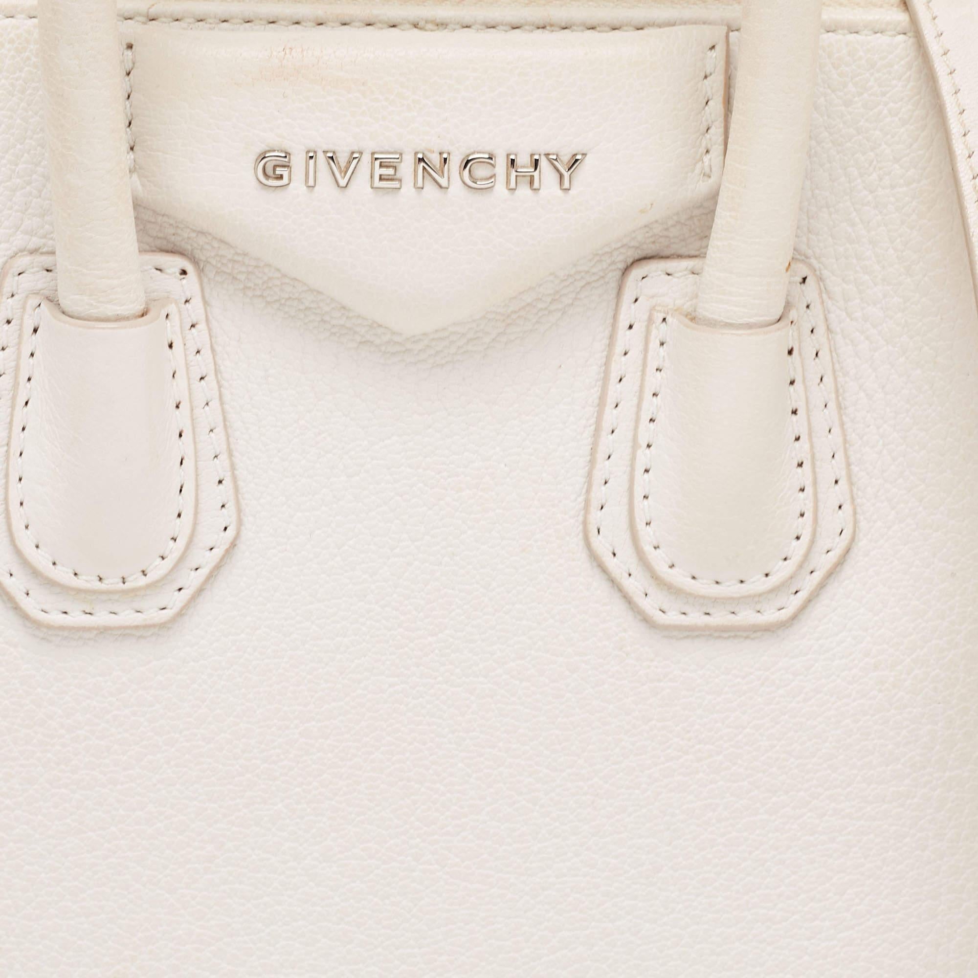 Givenchy Off White Leather Mini Antigona Satchel For Sale 13
