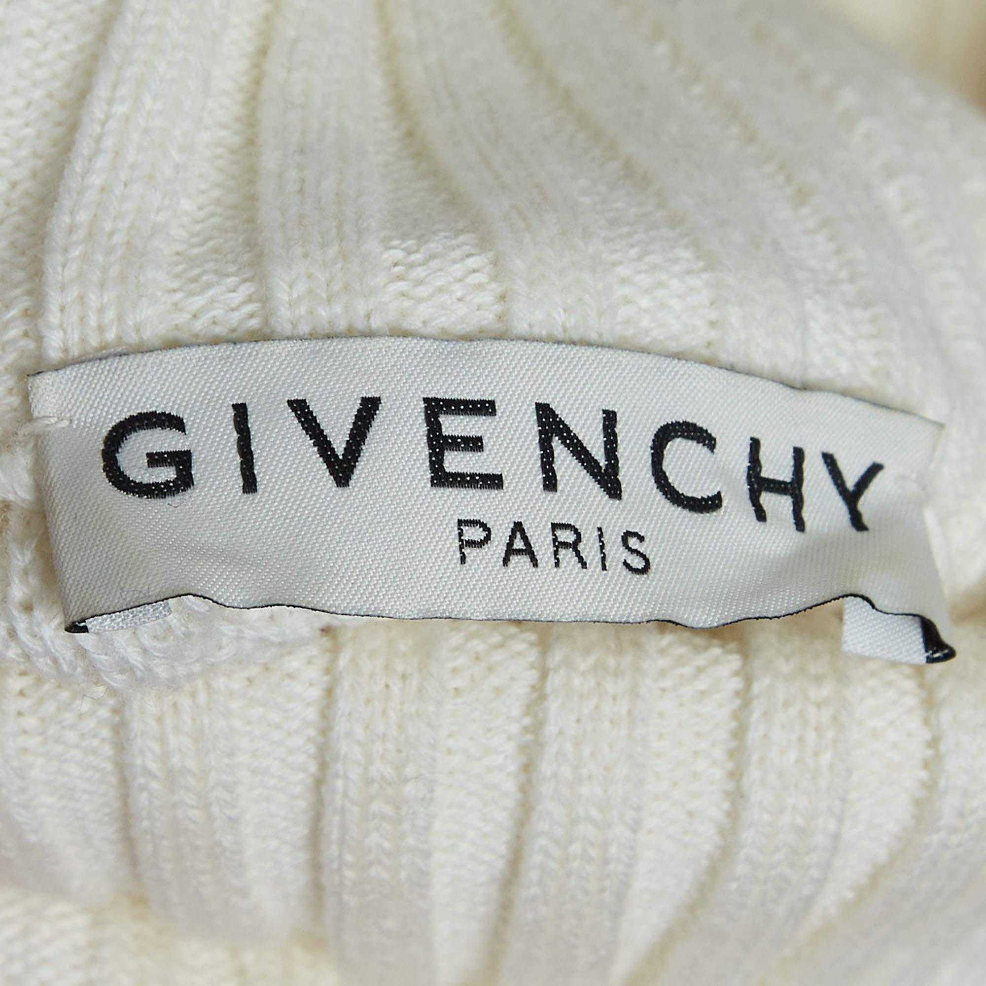 Givenchy Off-White Rare Jacquard Wool Blend Roll Neck Jumper M en vente 1