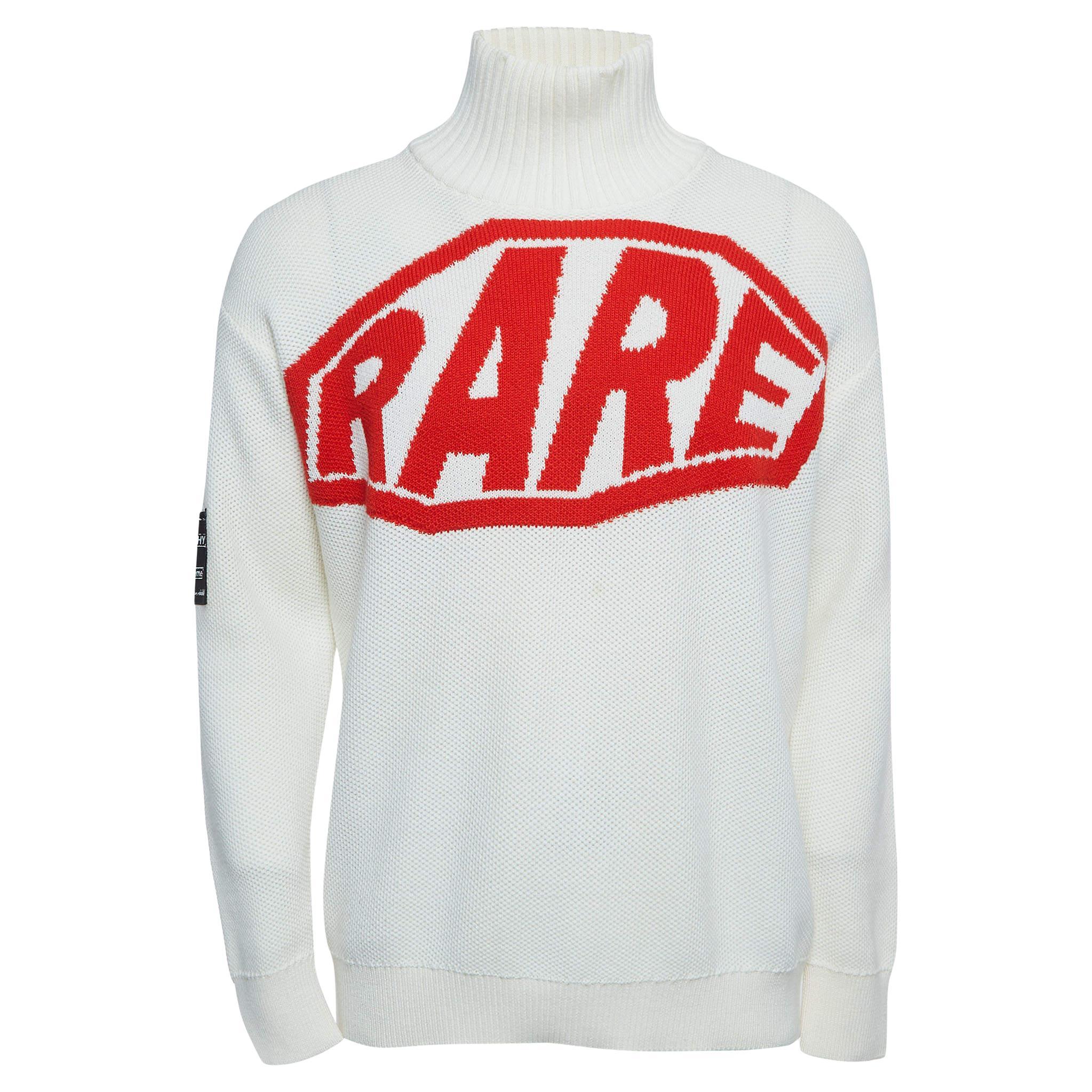 Givenchy Off-White Rare Jacquard Wool Blend Roll Neck Jumper M For Sale