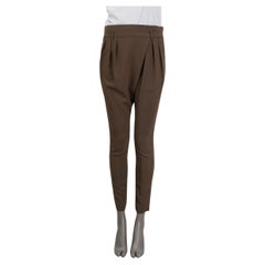 GIVENCHY olivfarbene Krokodilleder-Hose aus Viskose, ASYMMETRIC PLEATED DROP CROTCH 36 XS