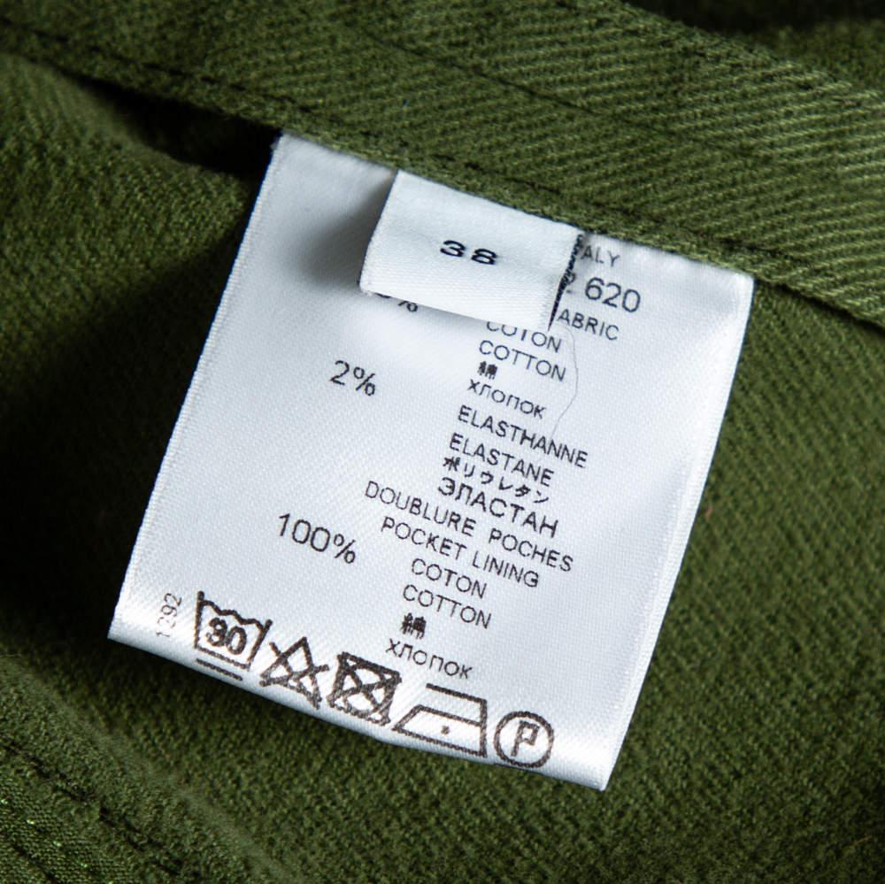 Givenchy Olive Green Cotton Detachable Collar Single Breasted Jacket M In Good Condition For Sale In Dubai, Al Qouz 2