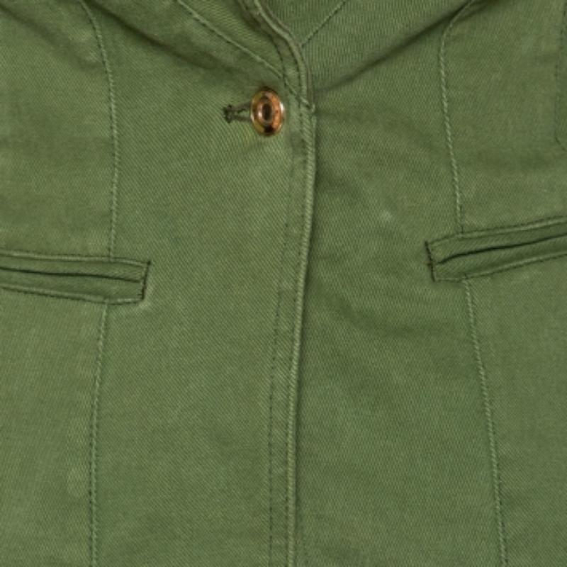 Givenchy Verde Oliva Chaqueta de un solo pecho de algodón con cuello desmontable M en venta 1