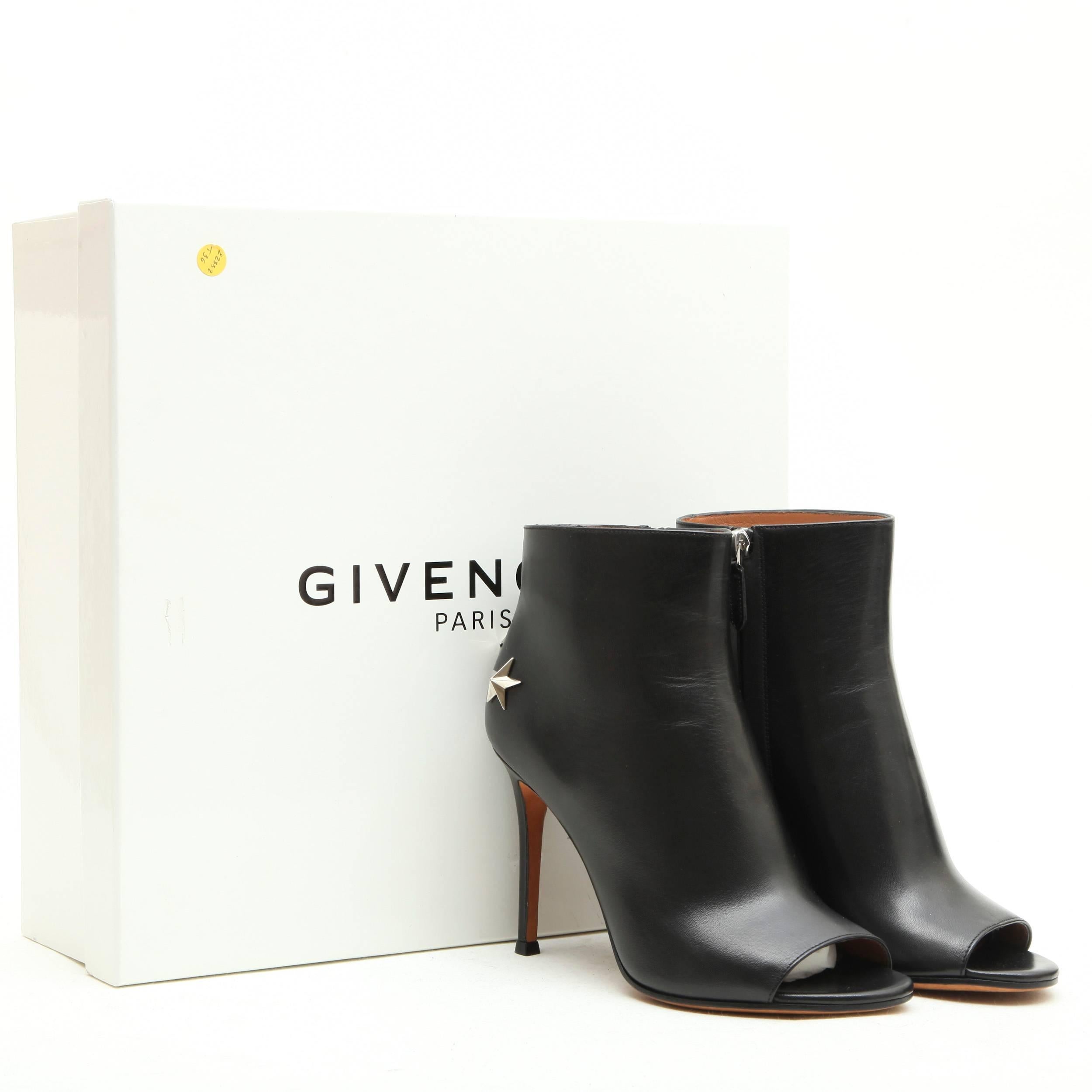 GIVENCHY Open Toe High Heels Boots in Black Leather 36FR 1