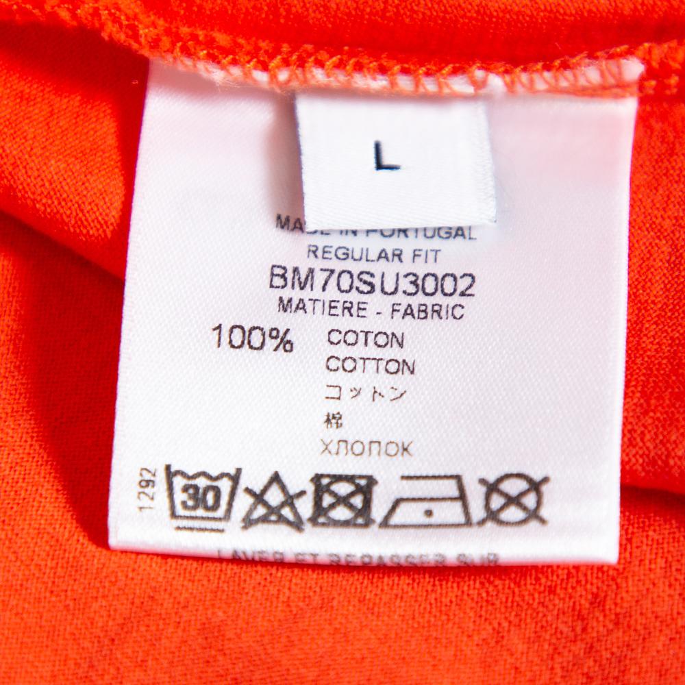 Givenchy Orange Cotton Logo Printed Crewneck T-shirt L In Good Condition In Dubai, Al Qouz 2