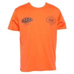 Used Givenchy Orange Cotton Logo Printed Crewneck T-shirt L