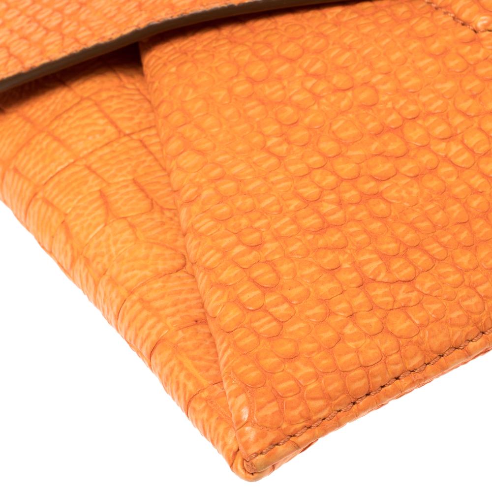 Givenchy Orange Croc Embossed Leather Antigona Envelope Clutch 5