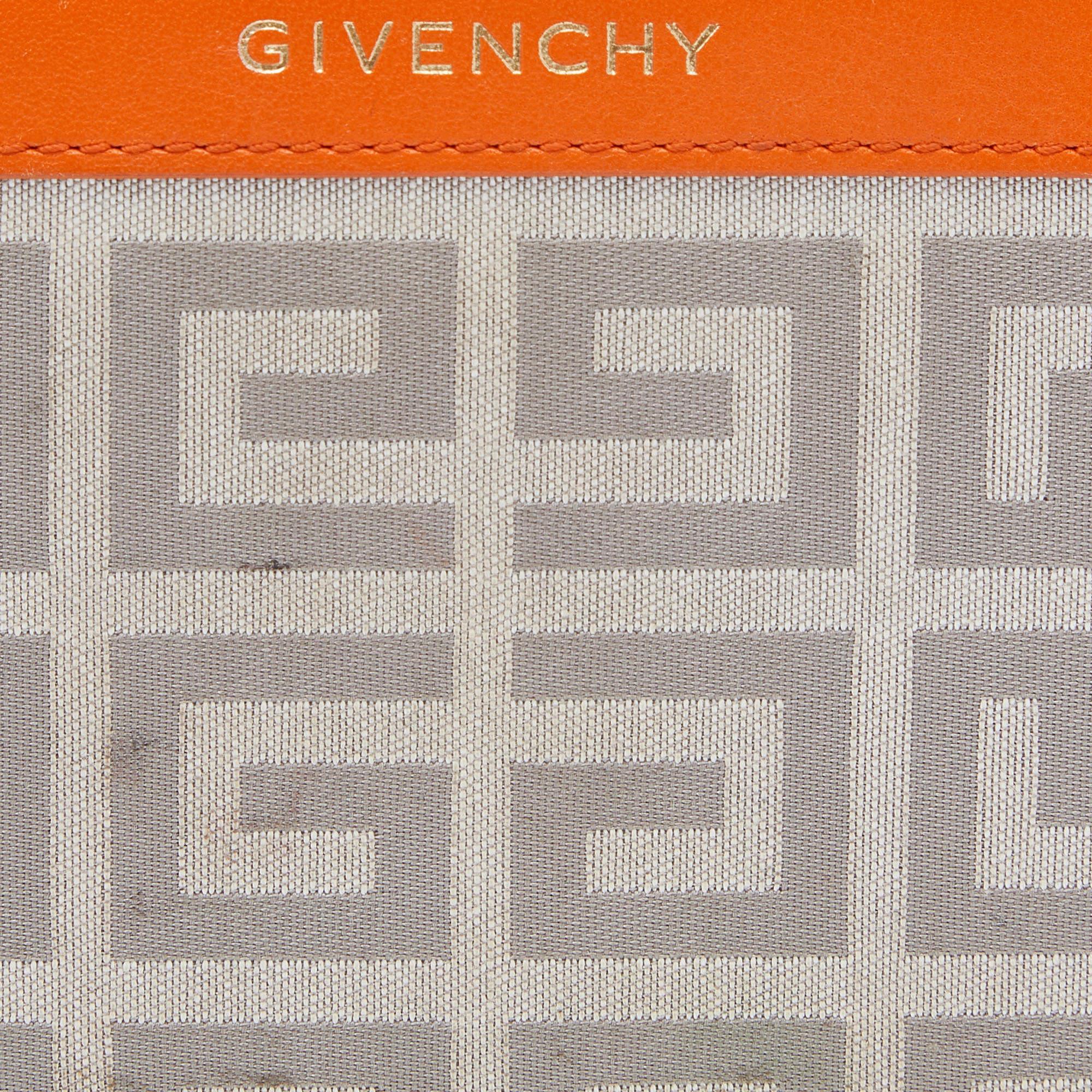 Donna Portafoglio firmato in tela e pelle arancione/grigio di Givenchy