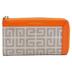 Portafoglio firmato in tela e pelle arancione/grigio di Givenchy