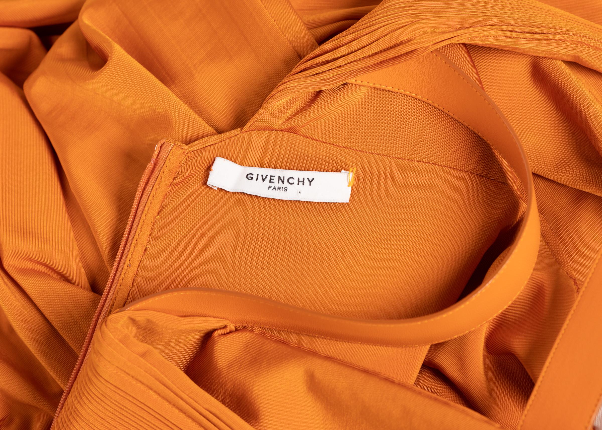 Givenchy Tisci Orange Jersey Leather Cut-Out Maxi Dress, 2014 For Sale 7