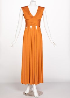 Givenchy Tisci Orange Jersey Leather Cut-Out Maxi Dress, 2014