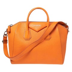 Used Givenchy Orange Leather Medium Antigona Satchel