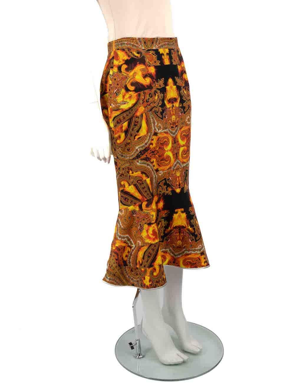 CONDITION is Very good. Hardly any visible wear to skirt is evident on this used Givenchy designer resale item.
 
 
 
 Details
 
 
 Orange
 
 Silk
 
 Skirt
 
 Flame print
 
 Midi
 
 Zip trim
 
 Flared hem
 
 Side zip and hook fastening
 
 
 
 
 
