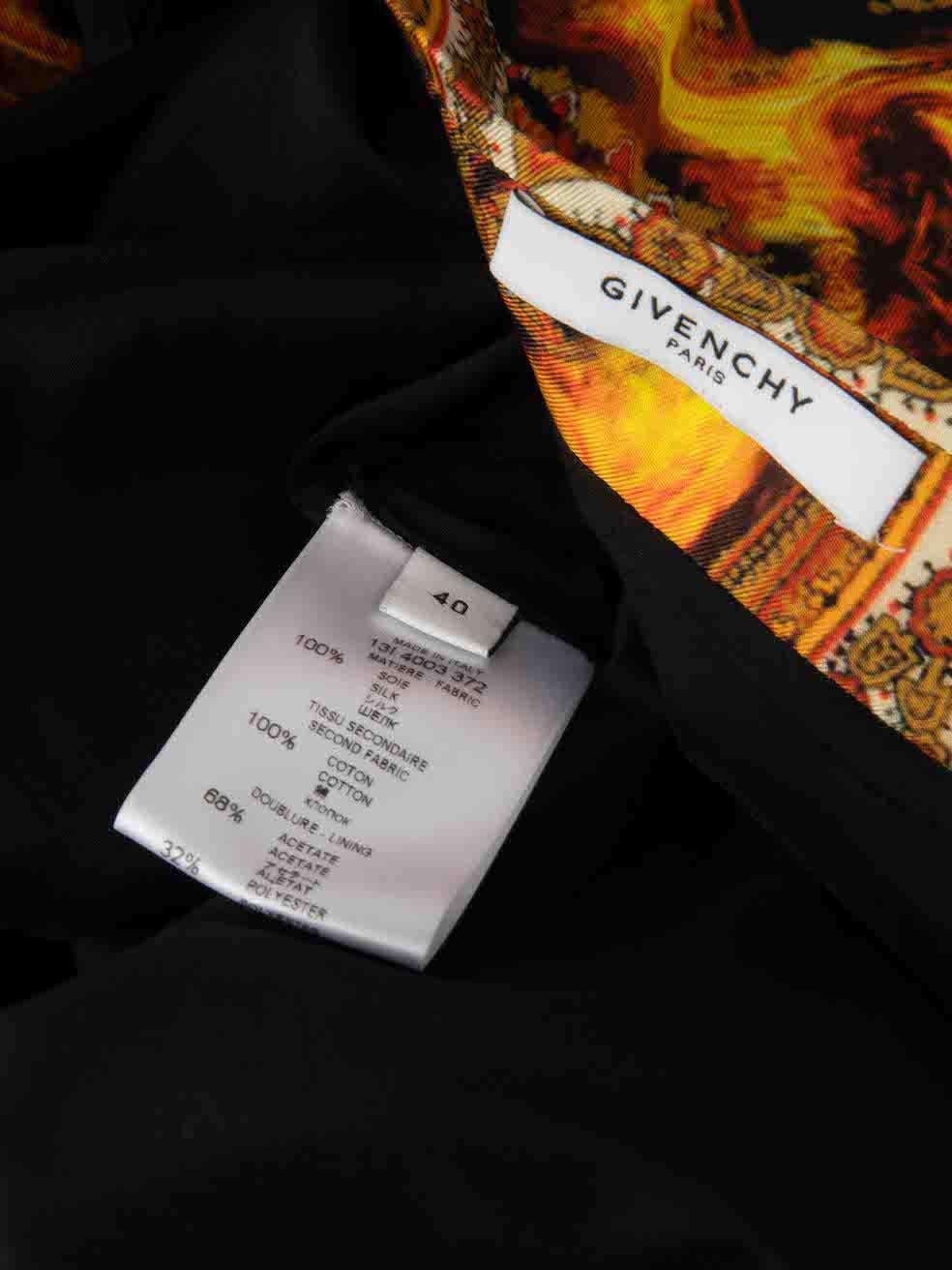 Women's Givenchy Orange Silk Flame Print Zip Trim Skirt Size L For Sale