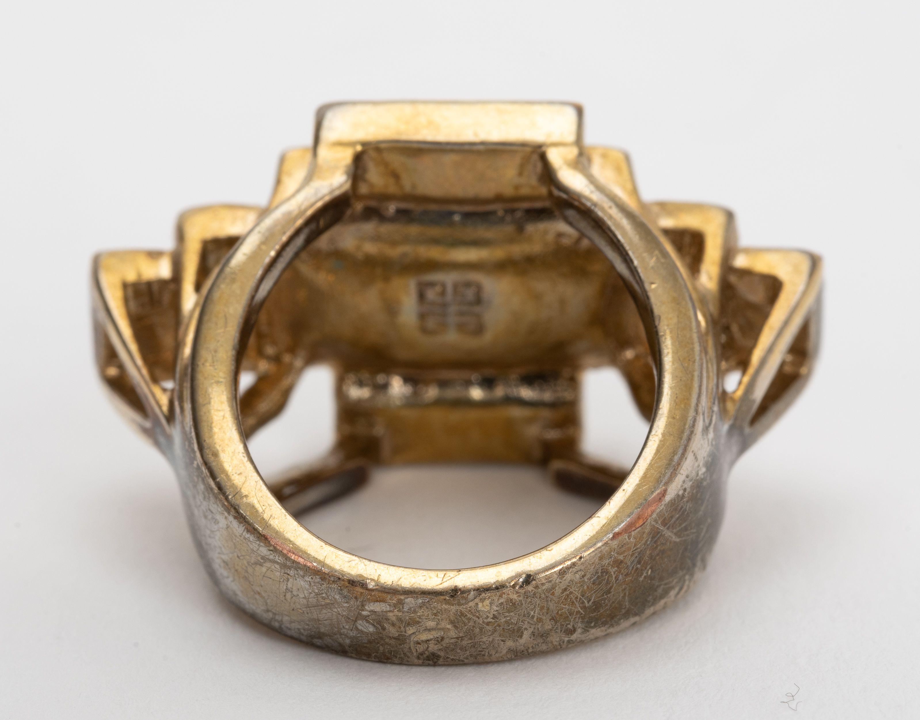 Baguette Cut Givenchy Oversize Crystal Cocktail Ring For Sale