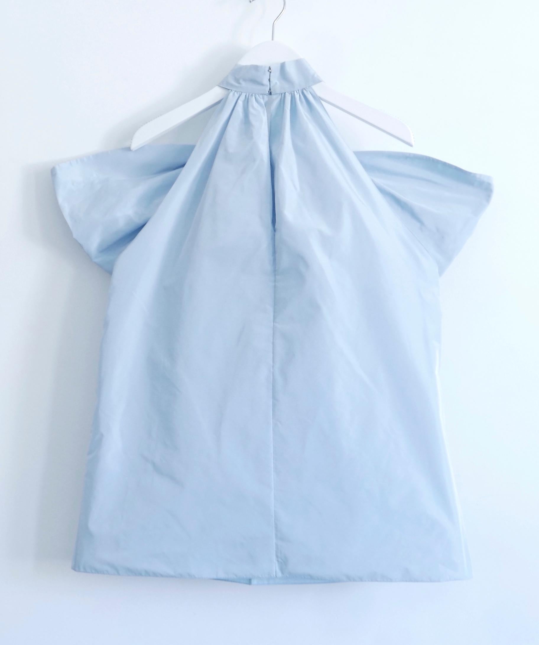 Givenchy pale blue exaggerated bow blouse In New Condition In London, GB