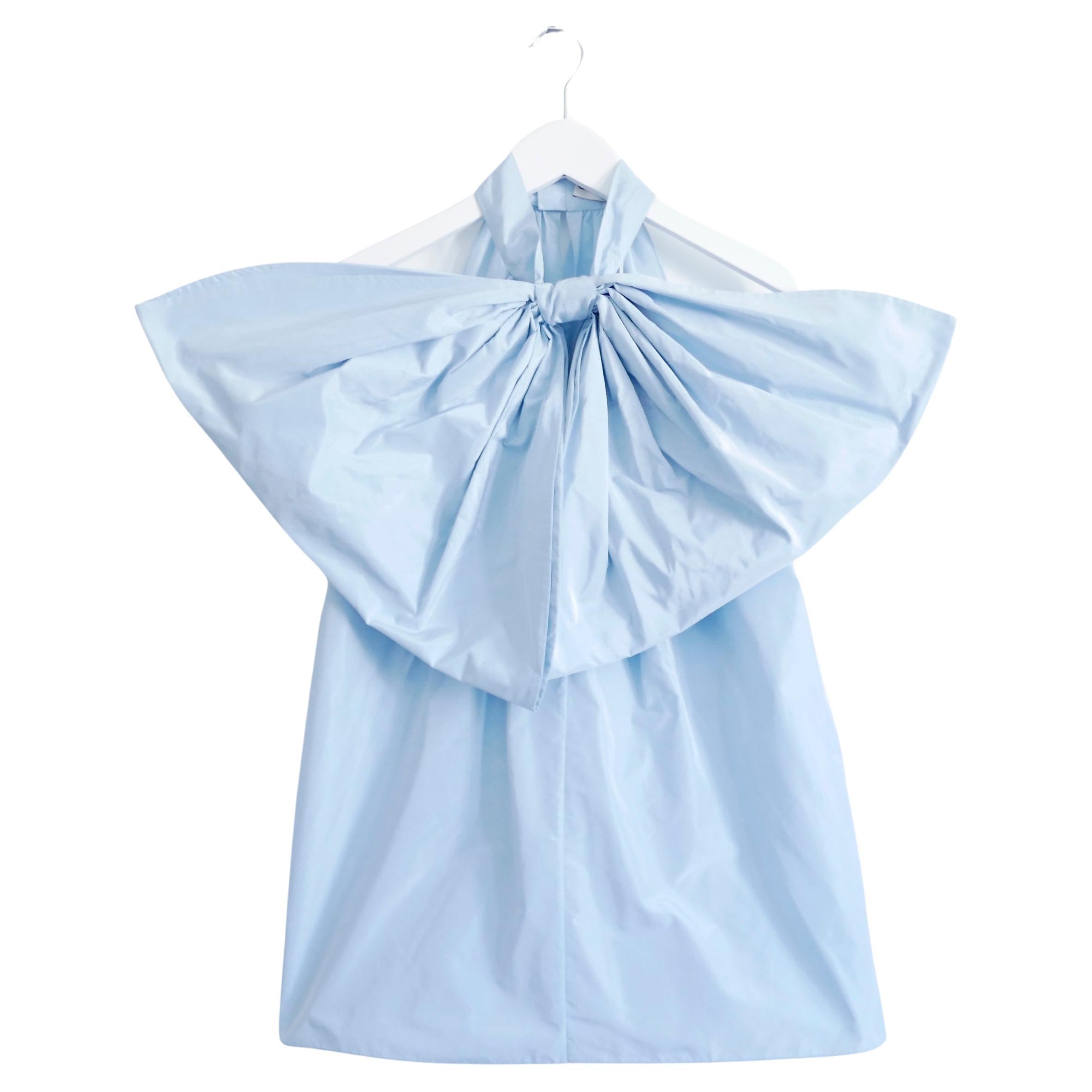Givenchy pale blue exaggerated bow blouse