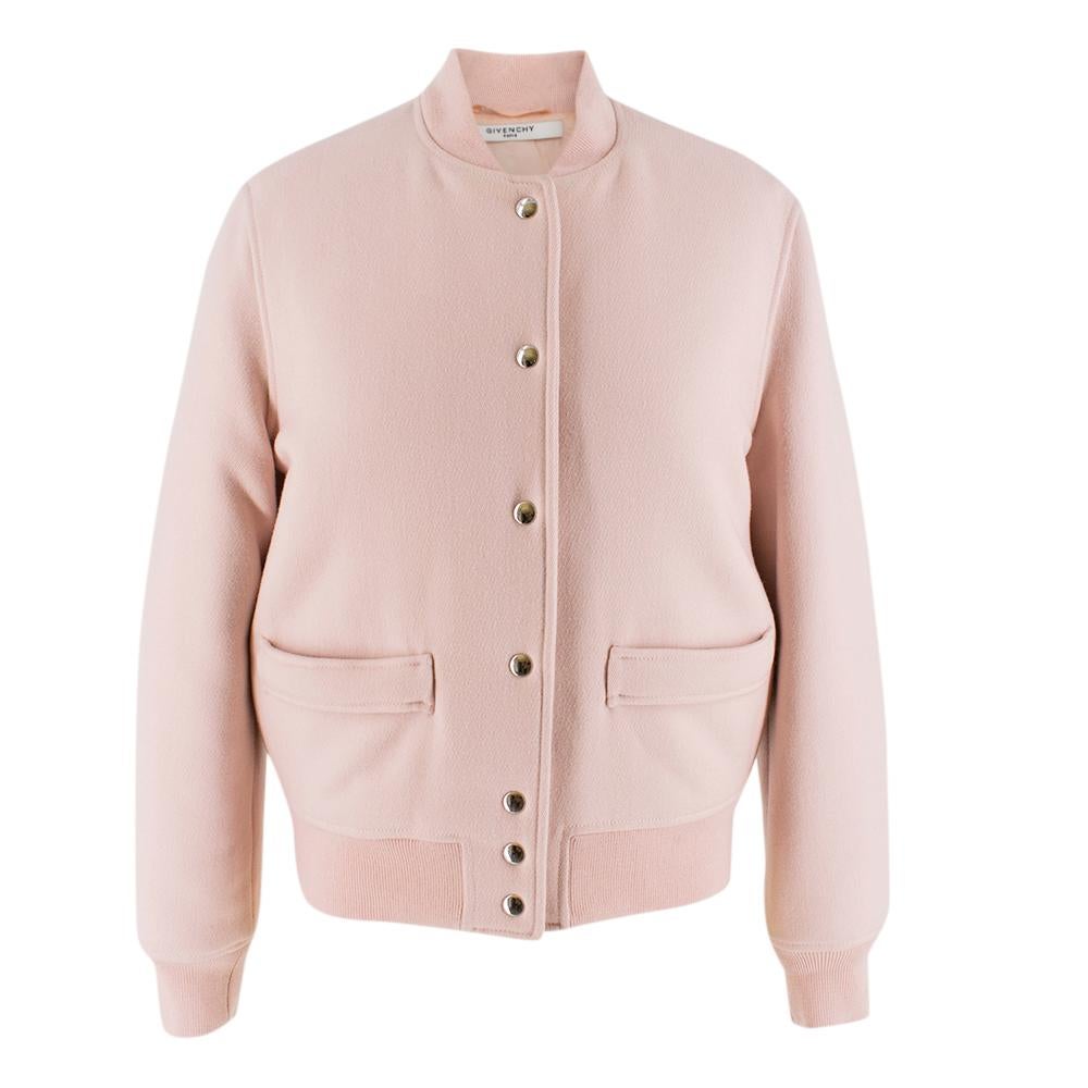 Givenchy Pink Wool Bomber Jacket

-Wool pink bomber jacket
-Ribbed hem/cuff/neckline
-interior satin look polyamide 
-Two external pockets
-Snap fasteners
-Heavy weight material 

Please note, these items are pre-owned and may show some signs of