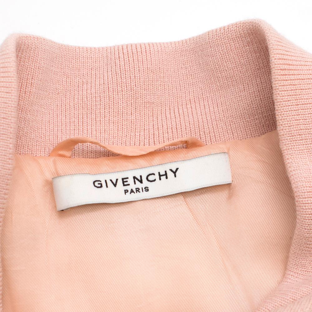 White Givenchy Pale Pink Wool Bomber Jacket SIZE 34