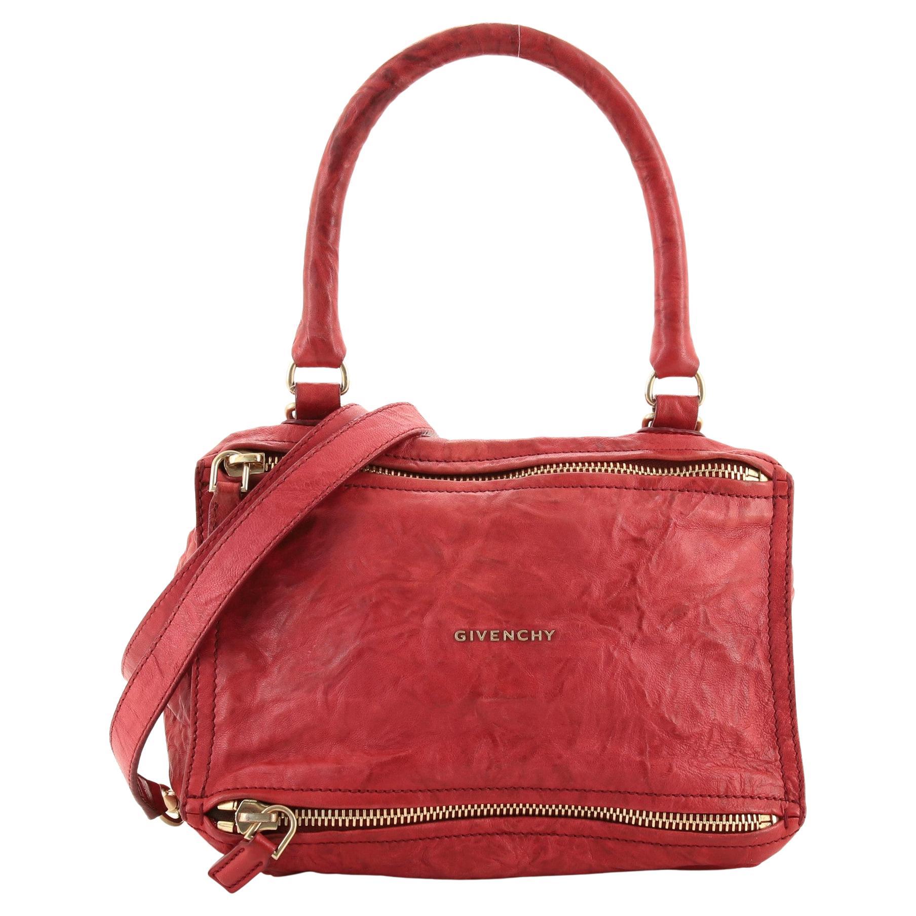 Givenchy Red Leather Zip Detail Top Handle Bag For Sale at 1stDibs