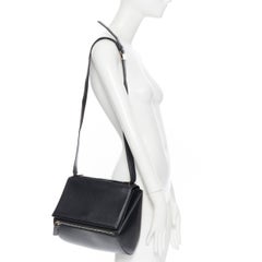 GIVENCHY Pandora Box black leather flap front zip structured crossbody bag