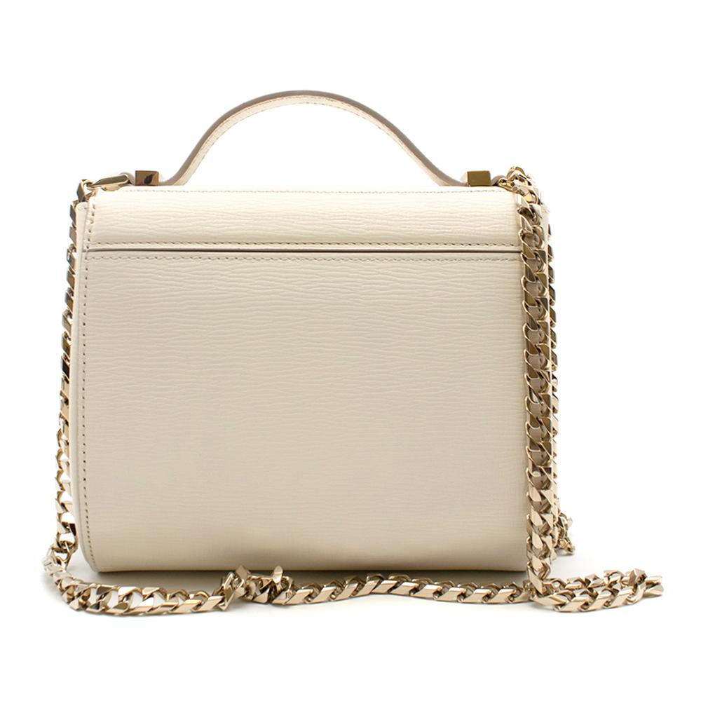 Givenchy Pandora Box mini textured-leather shoulder bag

Gold hardware detail
White textured leather
Link chain of hardware and handbag handle
Flap secured by invisible clasp
Interior and zipper pocket in pristine condition

Please note, these items